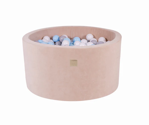 Piscine à balles ronde 90x40 cm en velours, 300 balles - Beige | Balles au choix