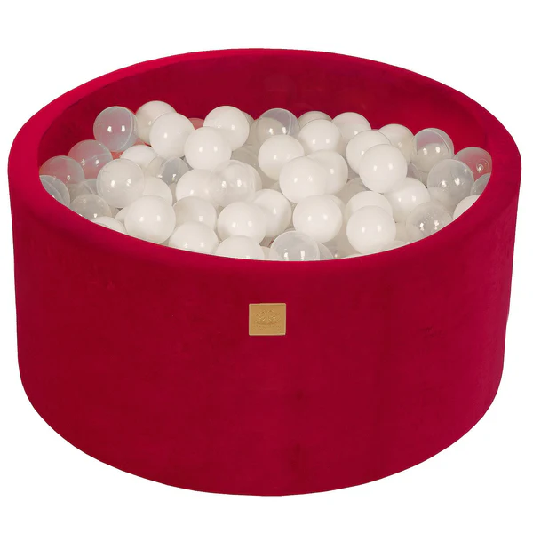Piscine à balles ronde 90x40 cm en velours, 300 balles - Fuchsia | Balles au choix