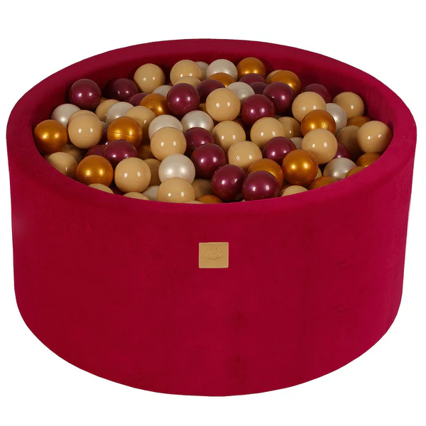 Piscine à balles ronde 90x40 cm en velours, 300 balles - Fuchsia | Balles au choix