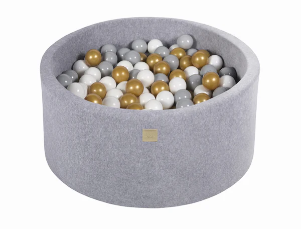 Piscine à balles ronde 90x40 cm en velours, 300 balles - Gris | Balles au choix