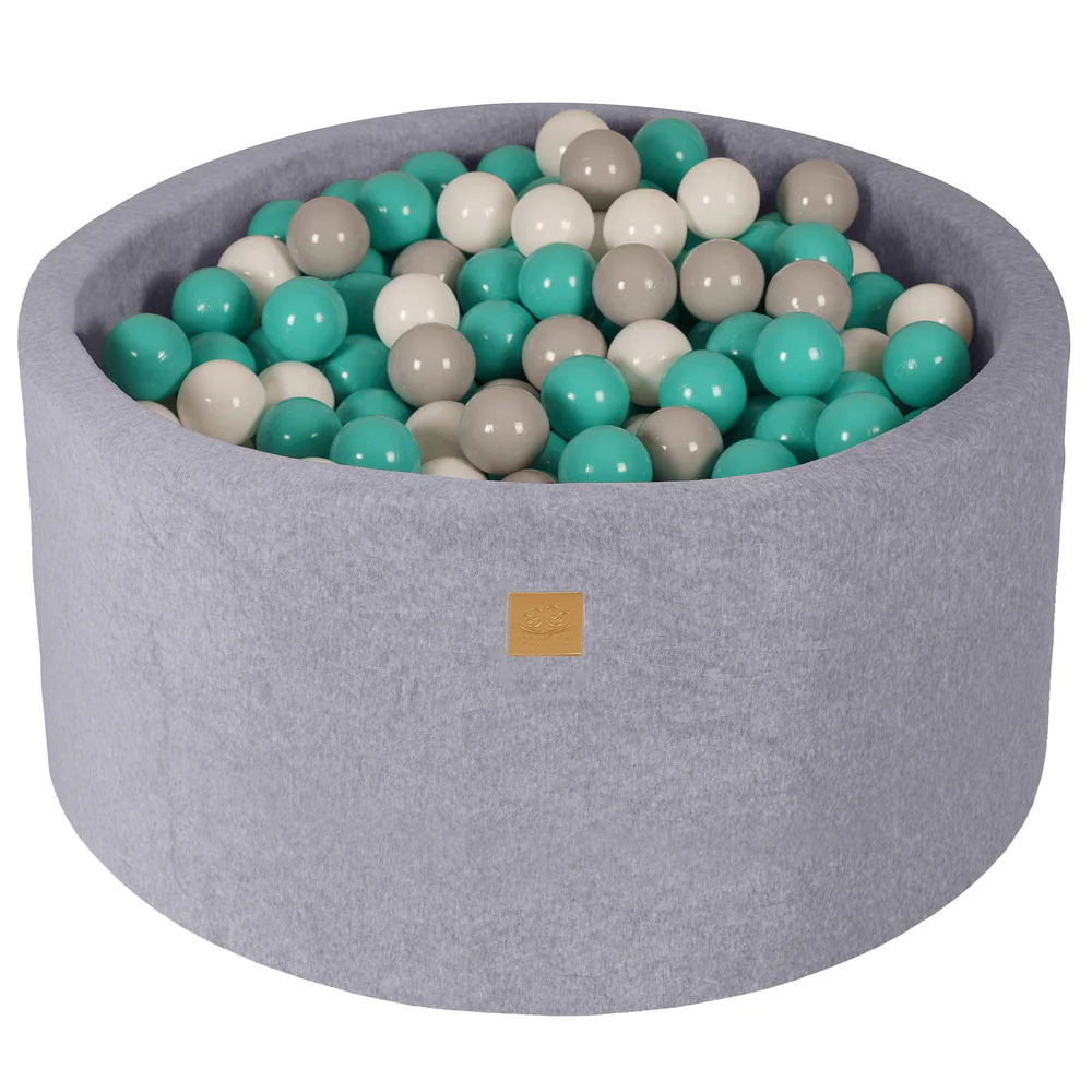 Piscine à balles ronde 90x40 cm en velours, 300 balles - Gris | Balles au choix