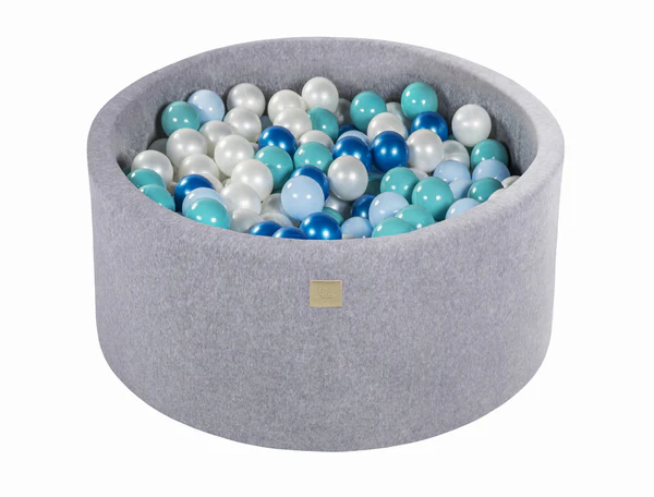 Piscine à balles ronde 90x40 cm en velours, 300 balles - Gris | Balles au choix