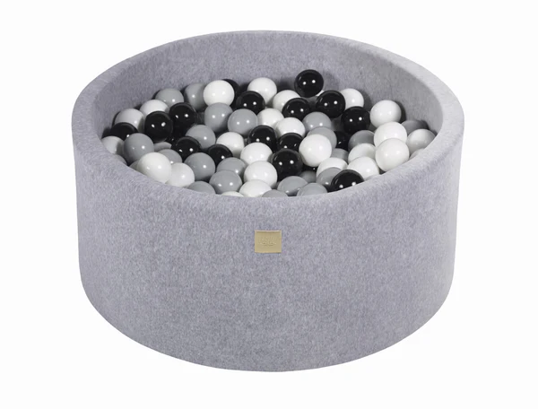 Piscine à balles ronde 90x40 cm en velours, 300 balles - Gris | Balles au choix