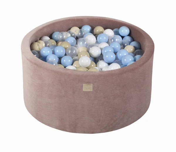 Piscine à balles ronde 90x40 cm en velours, 300 balles - Marron glacé | Balles au choix