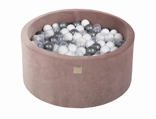 Piscine à balles ronde 90x40 cm en velours, 300 balles - Marron glacé | Balles au choix