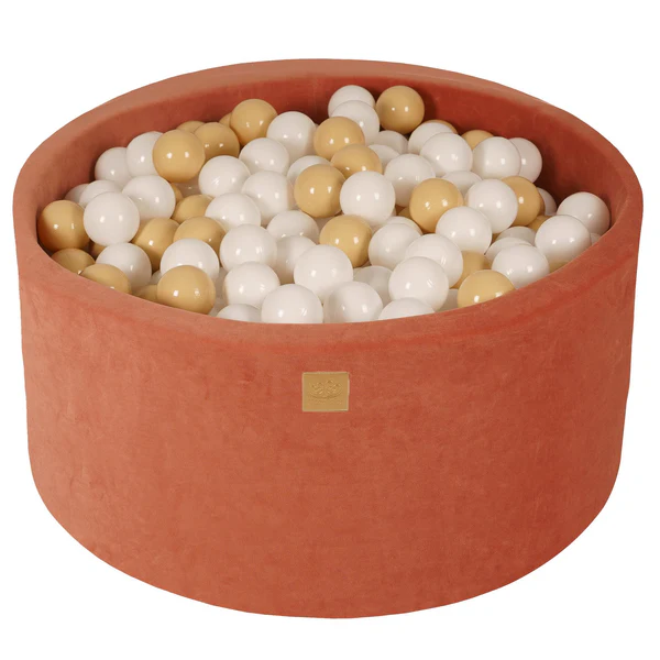 Piscine à balles ronde 90x40 cm en velours, 300 balles - Marsala | Balles au choix