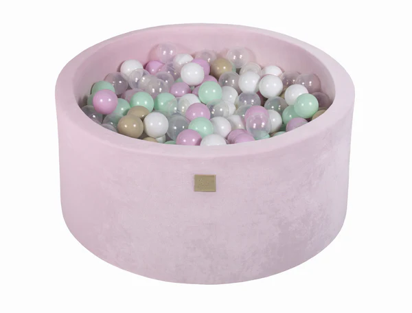 Piscine à balles ronde 90x40 cm en velours, 300 balles - Rose | Balles au choix