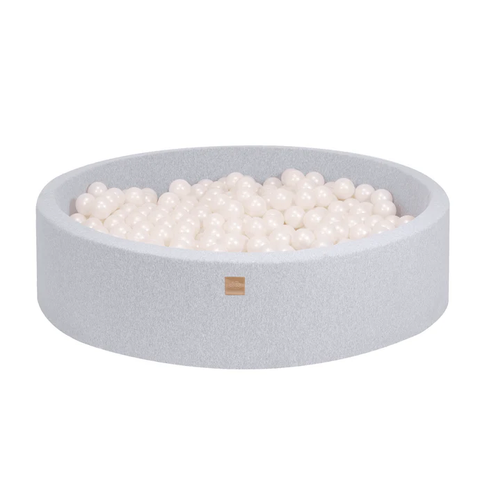 Piscine à balles ronde 120x30 cm en jersey, 300 balles - Gris | Balles au choix