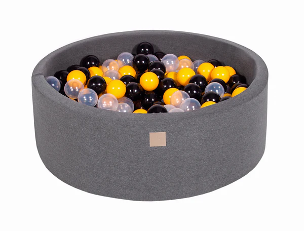 Piscine à balles ronde 90x30 cm en jersey, 200 balles - Gris | Balles au choix