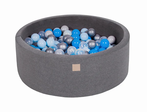 Piscine à balles ronde 90x30 cm en jersey, 200 balles - Gris | Balles au choix