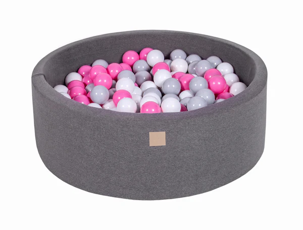 Piscine à balles ronde 90x30 cm en jersey, 200 balles - Gris | Balles au choix