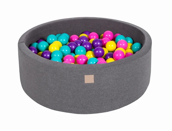 Piscine à balles ronde 90x30 cm en jersey, 200 balles - Gris | Balles au choix