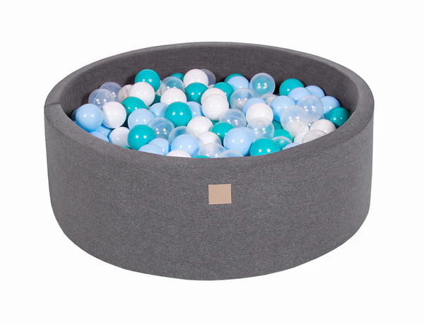 Piscine à balles ronde 90x30 cm en jersey, 200 balles - Gris | Balles au choix