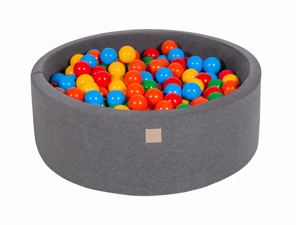 Piscine à balles ronde 90x30 cm en jersey, 200 balles - Gris | Balles au choix