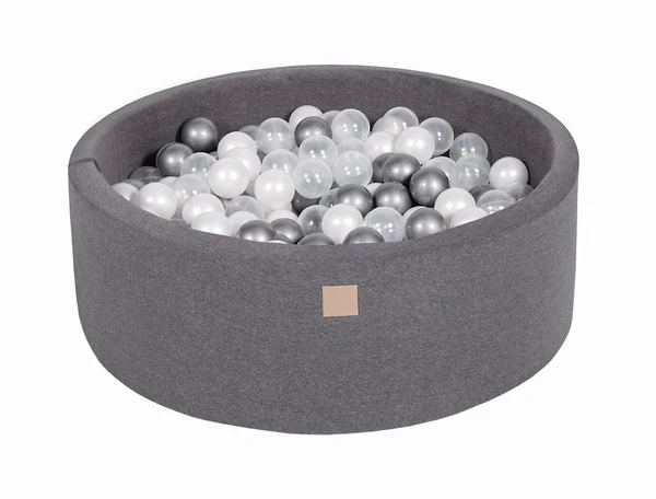Piscine à balles ronde 90x30 cm en jersey, 200 balles - Gris | Balles au choix
