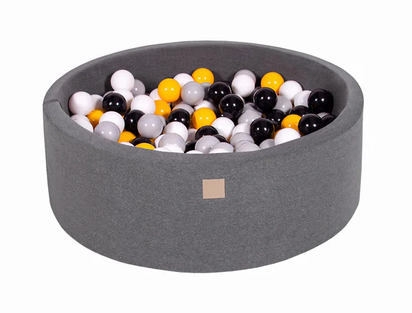 Piscine à balles ronde 90x30 cm en jersey, 200 balles - Gris | Balles au choix