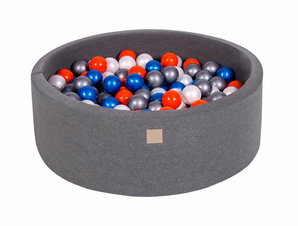 Piscine à balles ronde 90x30 cm en jersey, 200 balles - Gris | Balles au choix