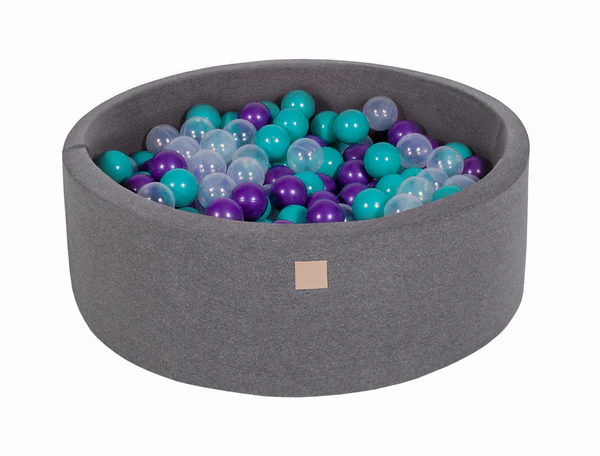 Piscine à balles ronde 90x30 cm en jersey, 200 balles - Gris | Balles au choix