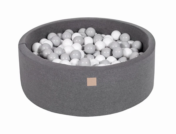 Piscine à balles ronde 90x30 cm en jersey, 200 balles - Gris | Balles au choix