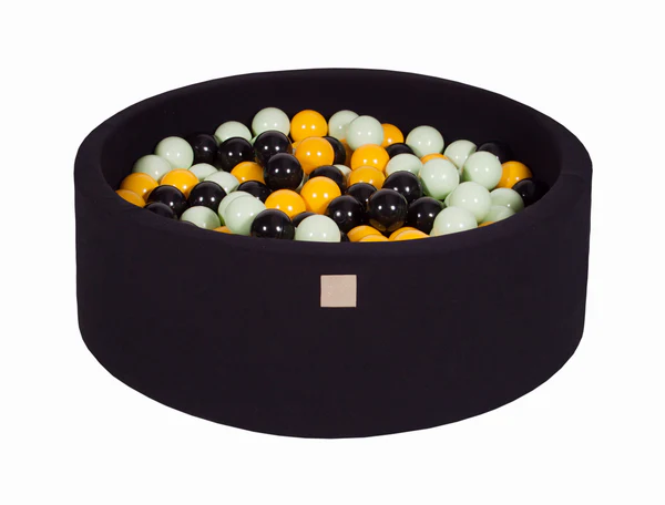 Piscine à balles ronde 90x30 cm en jersey, 200 balles - Noir | Balles au choix