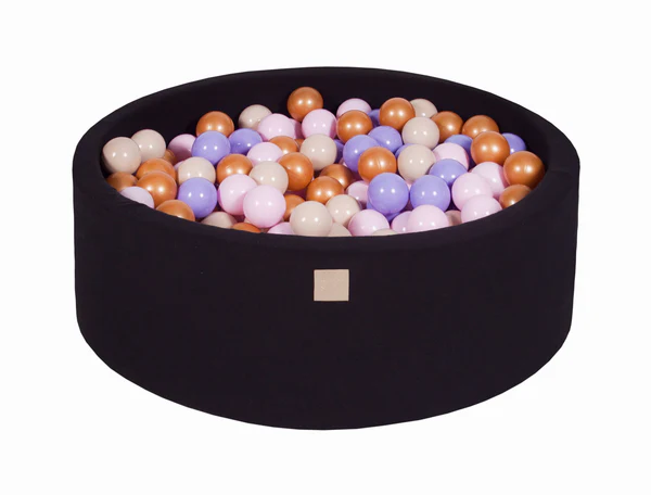 Piscine à balles ronde 90x30 cm en jersey, 200 balles - Noir | Balles au choix
