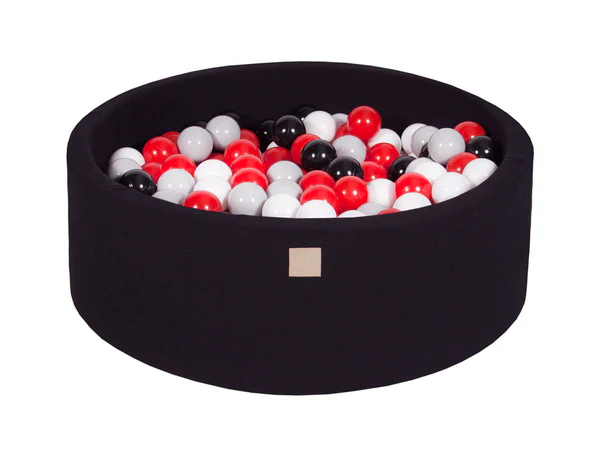 Piscine à balles ronde 90x30 cm en jersey, 200 balles - Noir | Balles au choix