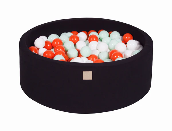 Piscine à balles ronde 90x30 cm en jersey, 200 balles - Noir | Balles au choix