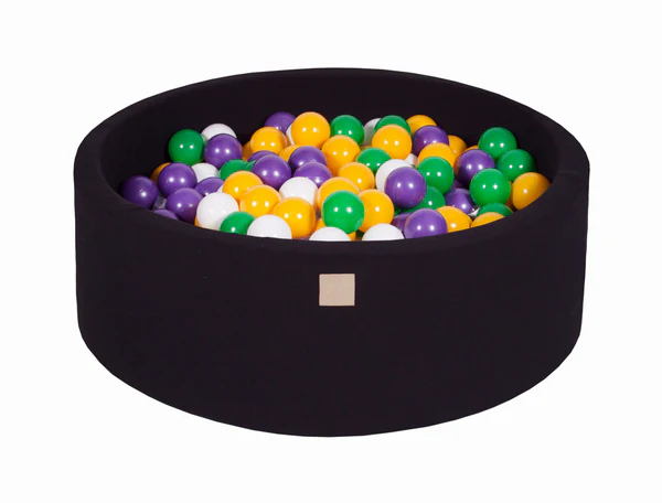 Piscine à balles ronde 90x30 cm en jersey, 200 balles - Noir | Balles au choix