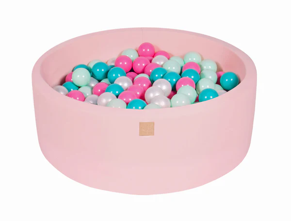 Piscine à balles ronde 90x30 cm en jersey, 200 balles - Rose | Balles au choix