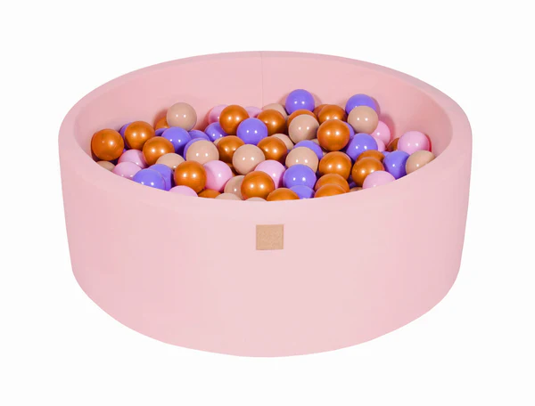 Piscine à balles ronde 90x30 cm en jersey, 200 balles - Rose | Balles au choix