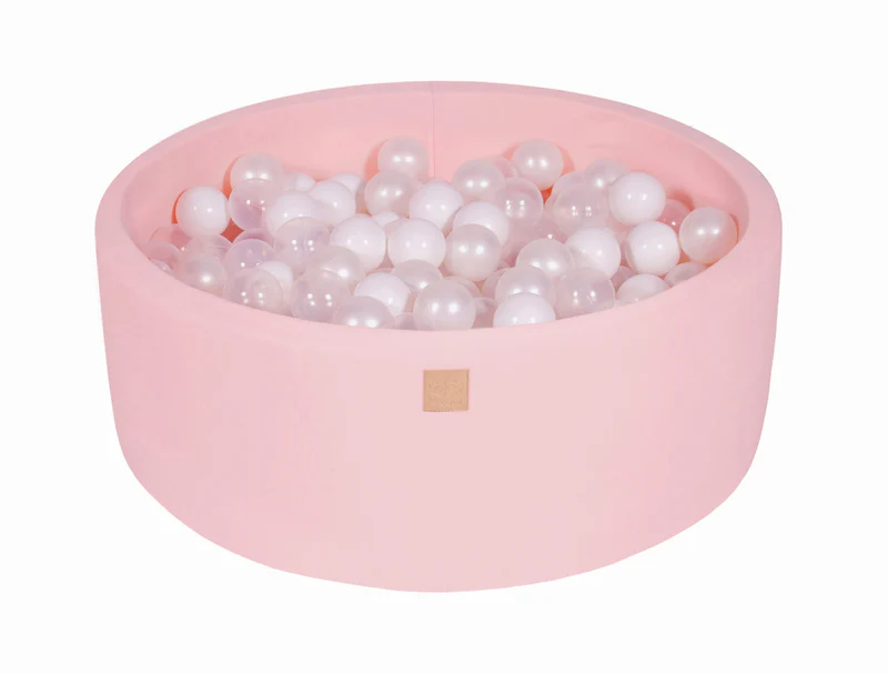 Piscine à balles ronde 90x30 cm en jersey, 200 balles - Rose | Balles au choix
