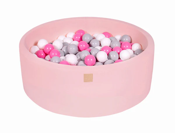 Piscine à balles ronde 90x30 cm en jersey, 200 balles - Rose | Balles au choix