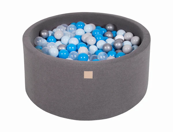 Piscine à balles ronde 90x40 cm en jersey, 300 balles - Gris | Balles au choix