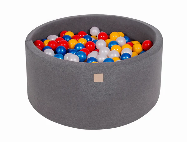 Piscine à balles ronde 90x40 cm en jersey, 300 balles - Gris | Balles au choix