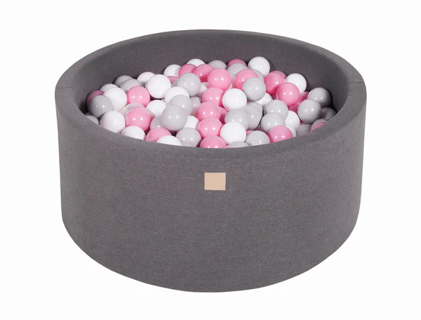 Piscine à balles ronde 90x40 cm en jersey, 300 balles - Gris | Balles au choix