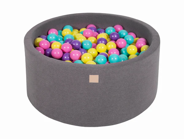 Piscine à balles ronde 90x40 cm en jersey, 300 balles - Gris | Balles au choix