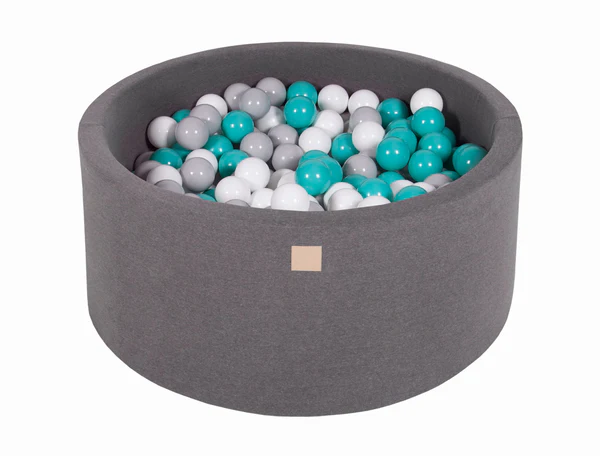Piscine à balles ronde 90x40 cm en jersey, 300 balles - Gris | Balles au choix