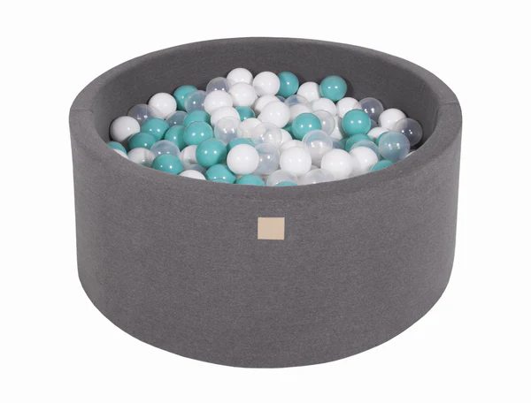 Piscine à balles ronde 90x40 cm en jersey, 300 balles - Gris | Balles au choix