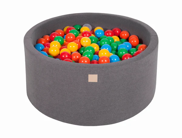 Piscine à balles ronde 90x40 cm en jersey, 300 balles - Gris | Balles au choix