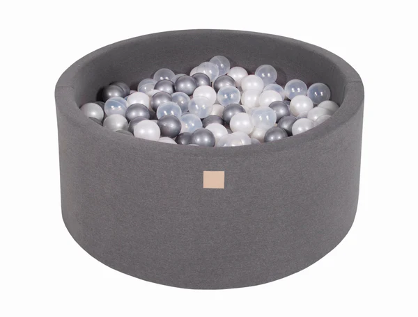 Piscine à balles ronde 90x40 cm en jersey, 300 balles - Gris | Balles au choix