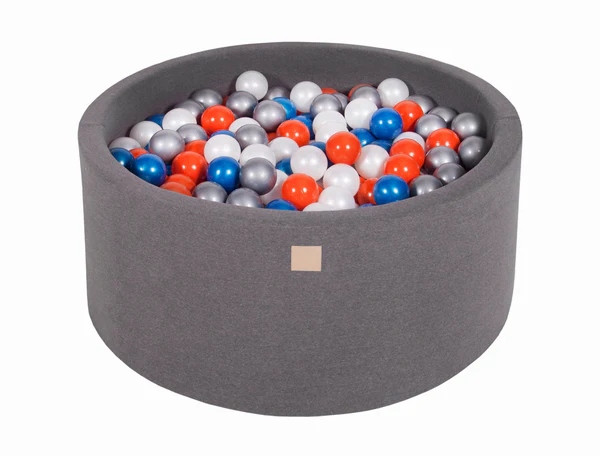 Piscine à balles ronde 90x40 cm en jersey, 300 balles - Gris | Balles au choix