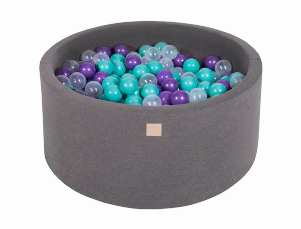 Piscine à balles ronde 90x40 cm en jersey, 300 balles - Gris | Balles au choix