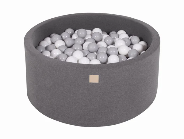 Piscine à balles ronde 90x40 cm en jersey, 300 balles - Gris | Balles au choix