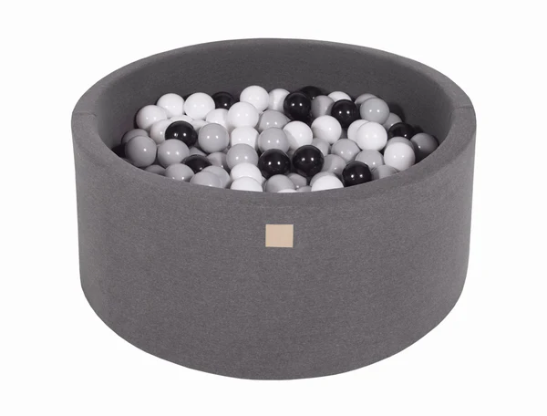 Piscine à balles ronde 90x40 cm en jersey, 300 balles - Gris | Balles au choix