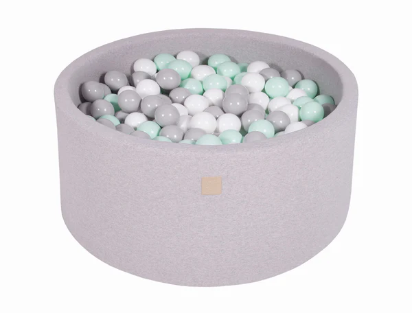 Piscine à balles ronde 90x30 cm en jersey, 200 balles - Gris clair | Balles au choix