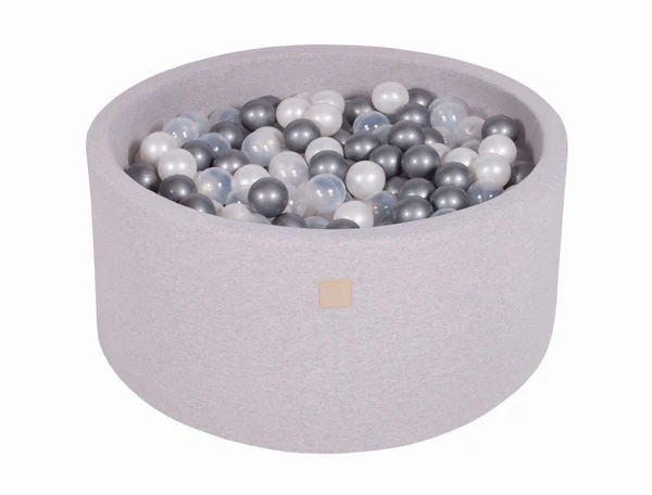 Piscine à balles ronde 90x30 cm en jersey, 200 balles - Gris clair | Balles au choix