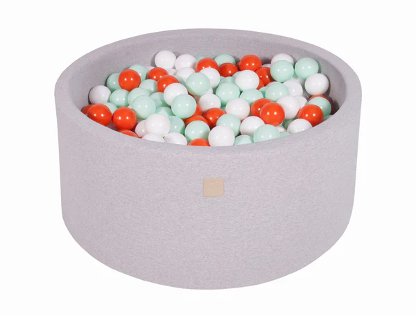 Piscine à balles ronde 90x30 cm en jersey, 200 balles - Gris clair | Balles au choix