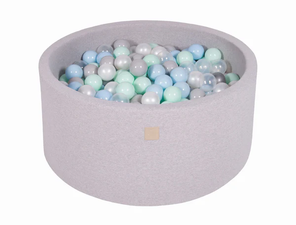Piscine à balles ronde 90x30 cm en jersey, 200 balles - Gris clair | Balles au choix