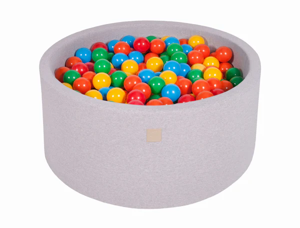 Piscine à balles ronde 90x30 cm en jersey, 200 balles - Gris clair | Balles au choix