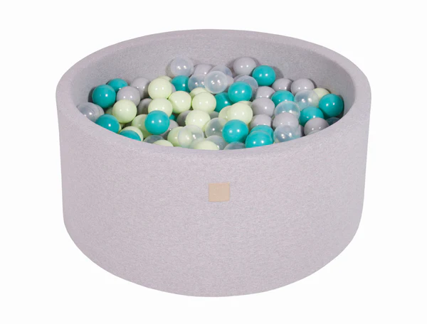 Piscine à balles ronde 90x30 cm en jersey, 200 balles - Gris clair | Balles au choix